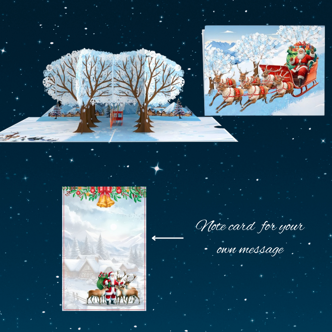 Christmas forest with Father Christmas on sleigh - Night before Christmas