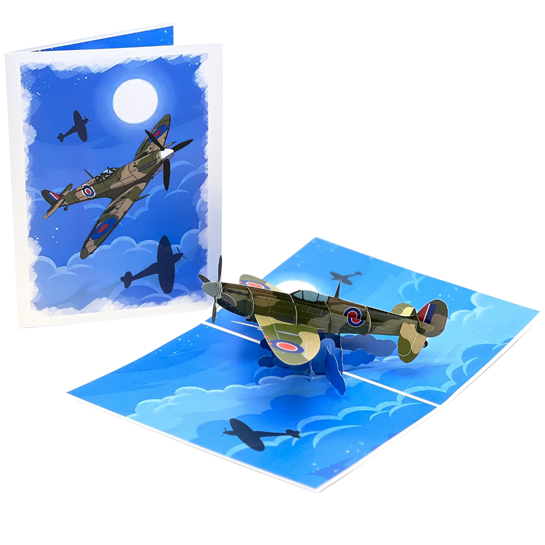 3D Spitfire Pop Up Card ā Distinctive Aviation Birthday Card for Men, Ideal for Father's Day, A Unique Celebration of Vintage WW2 Aircraft for Pilots and Airplane Enthusiasts