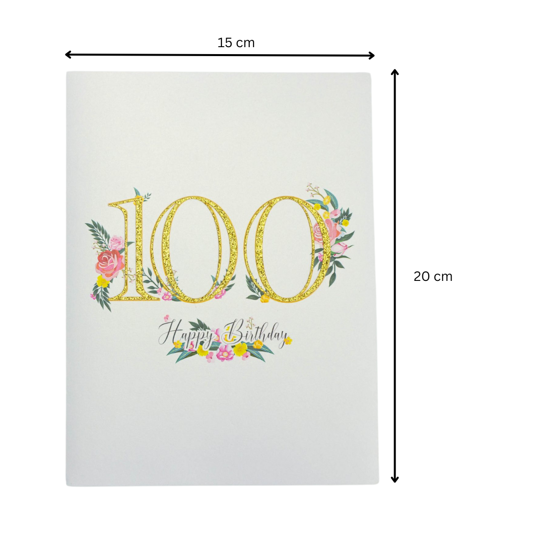 100th Birthday 3D Pop up greeting card