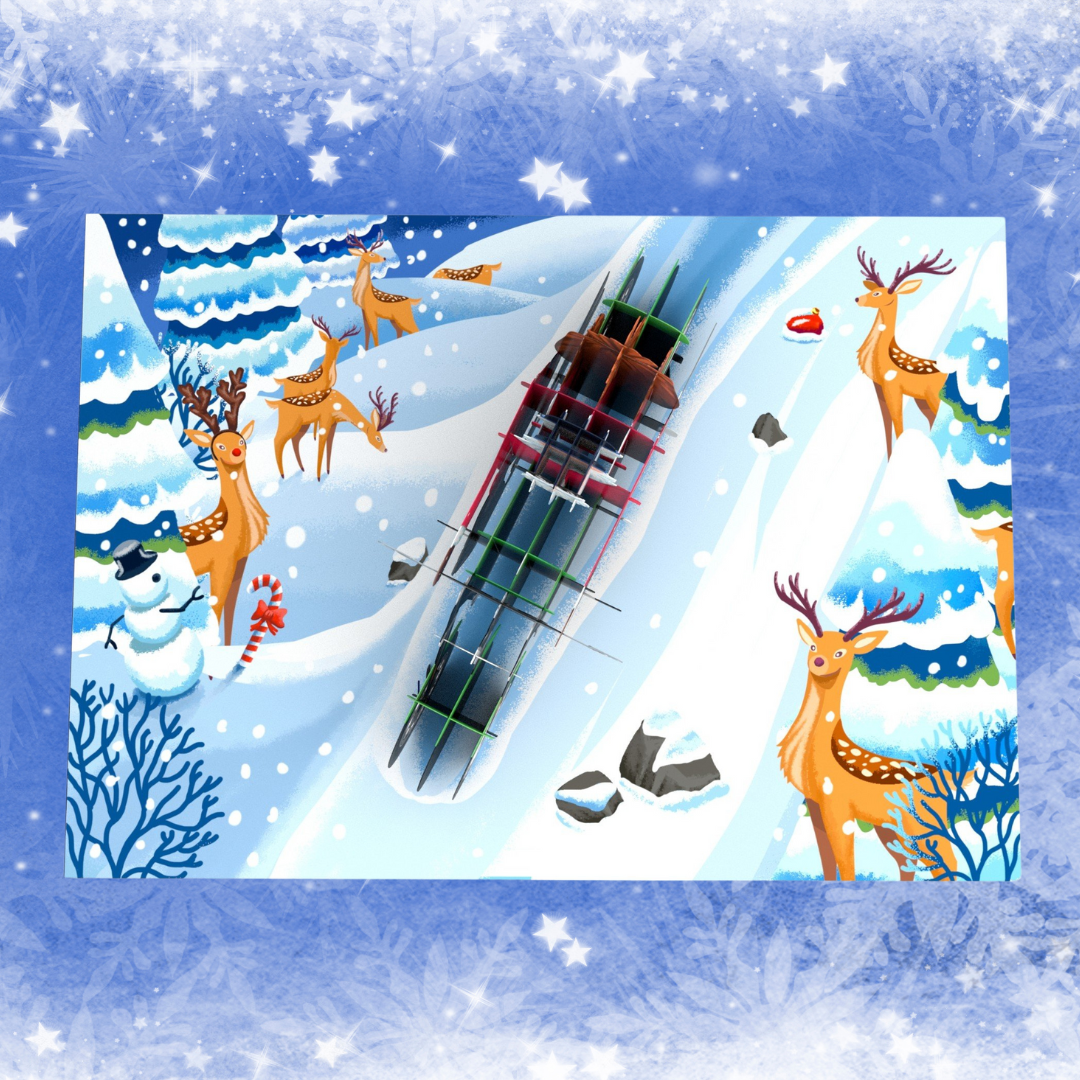 Christmas pop up card - Father Christmas on motorcycle