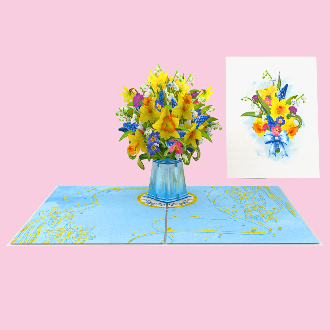 Daffodil pop up card, Birthday card, Mother’s Day card, 3D yellow daffodil Easter card, Father's Day pop up card,  Thank you pop up card, card for any occasion