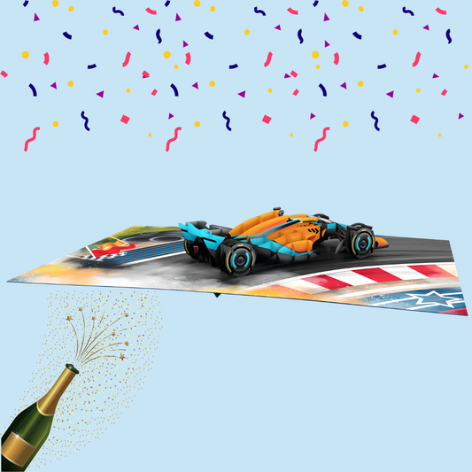 3D Formula 1 Race Car Pop-Up Card - A Unique Motorsport-Themed Surprise for Racing Fans and Birthdays