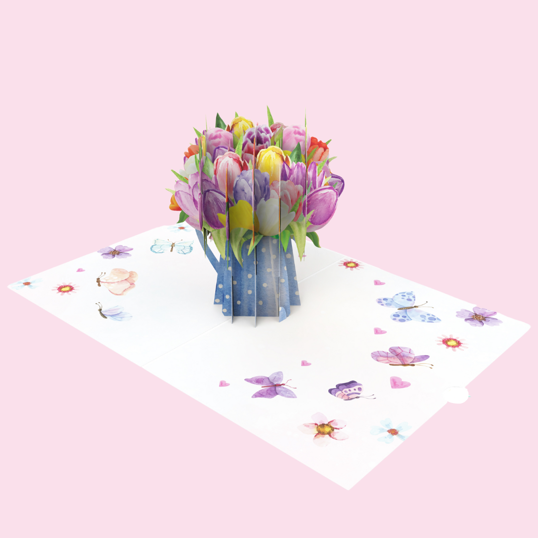 Spring Bloom Tulip Bouquet pop up card