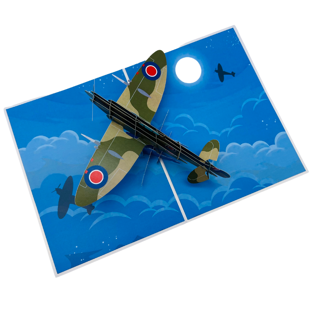 3D Spitfire Pop Up Card ā Distinctive Aviation Birthday Card for Men, Ideal for Father's Day, A Unique Celebration of Vintage WW2 Aircraft for Pilots and Airplane Enthusiasts