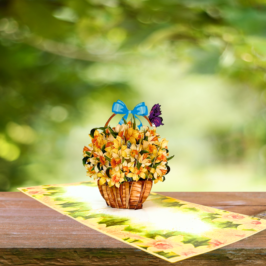 Daffodil Basket 3D Pop-Up Card – A Blooming Delight