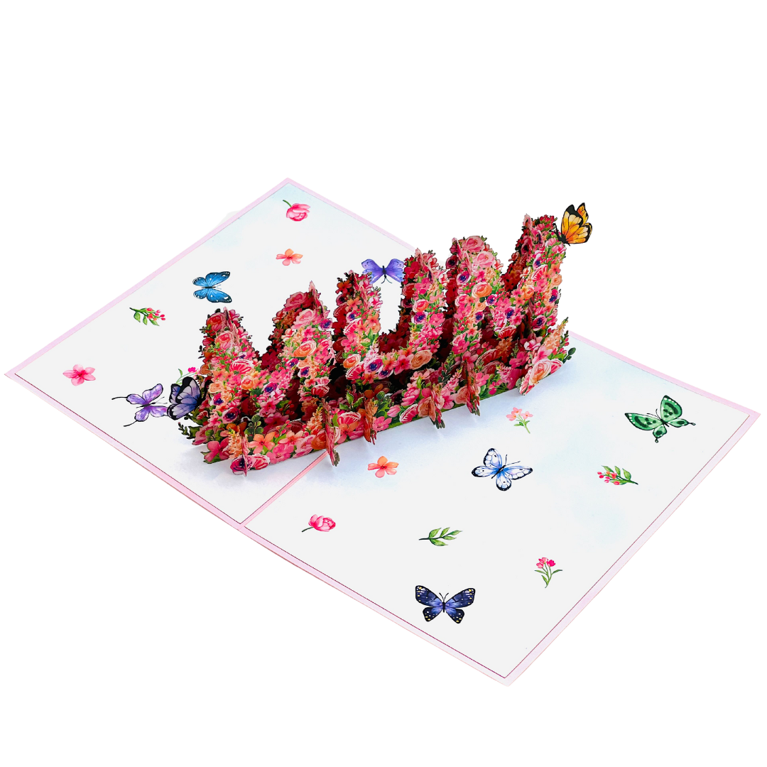 Floral best "Mum, I love you" pop up card Mother's day, 3D birthday, thinking of you, get well soon card