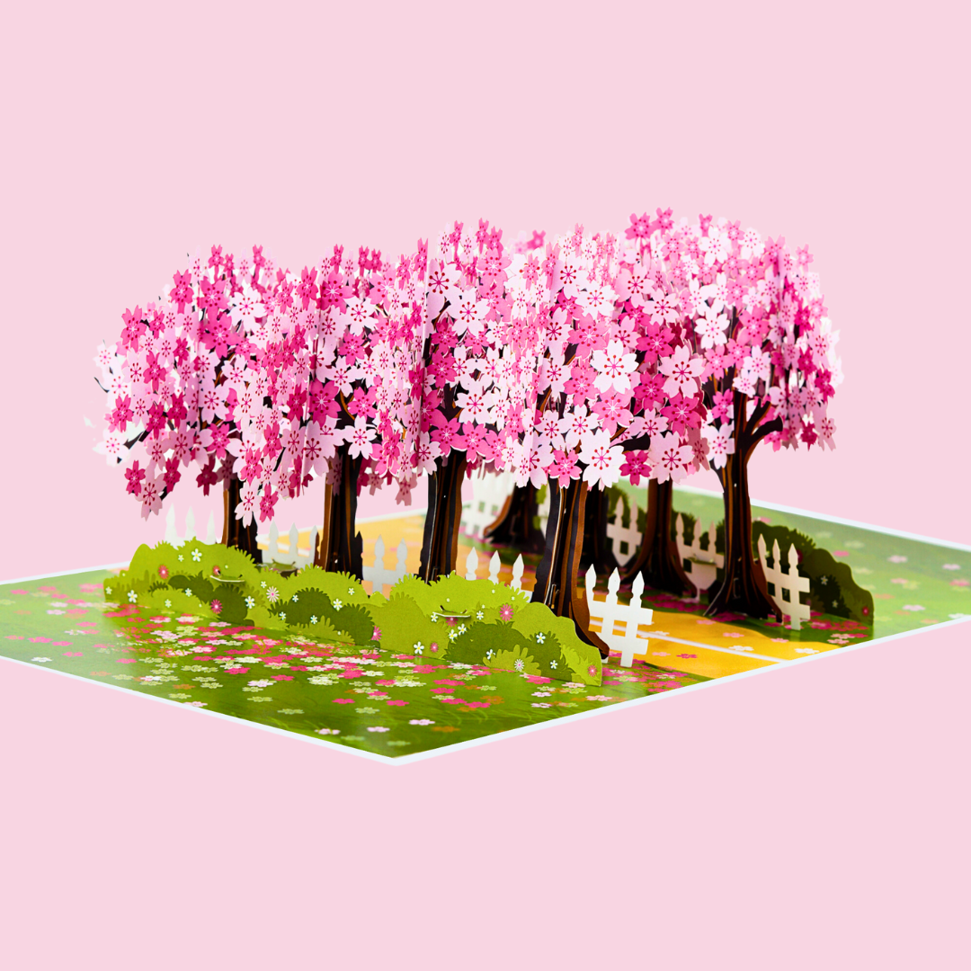 Cherry blossom trees pop up card, Mothers Day pop up card, Spring birthday card, 3D card for any occasion