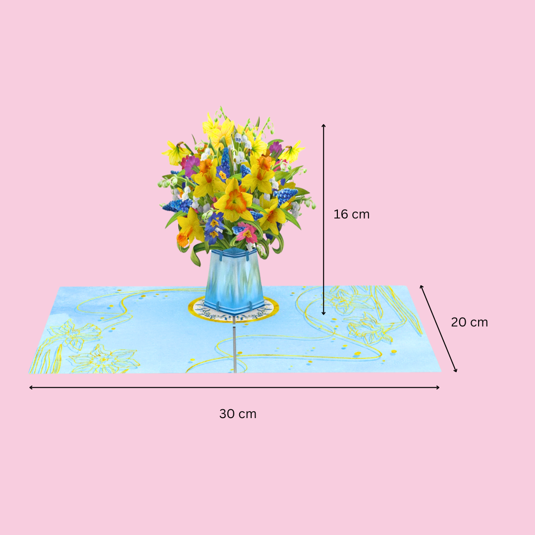 Daffodil pop up card, Birthday card, Mother’s Day card, 3D yellow daffodil Easter card, Father's Day pop up card,  Thank you pop up card, card for any occasion