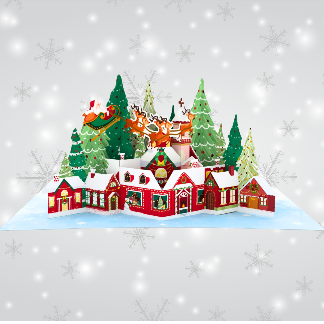 Christmas town 3D pop up greeting card