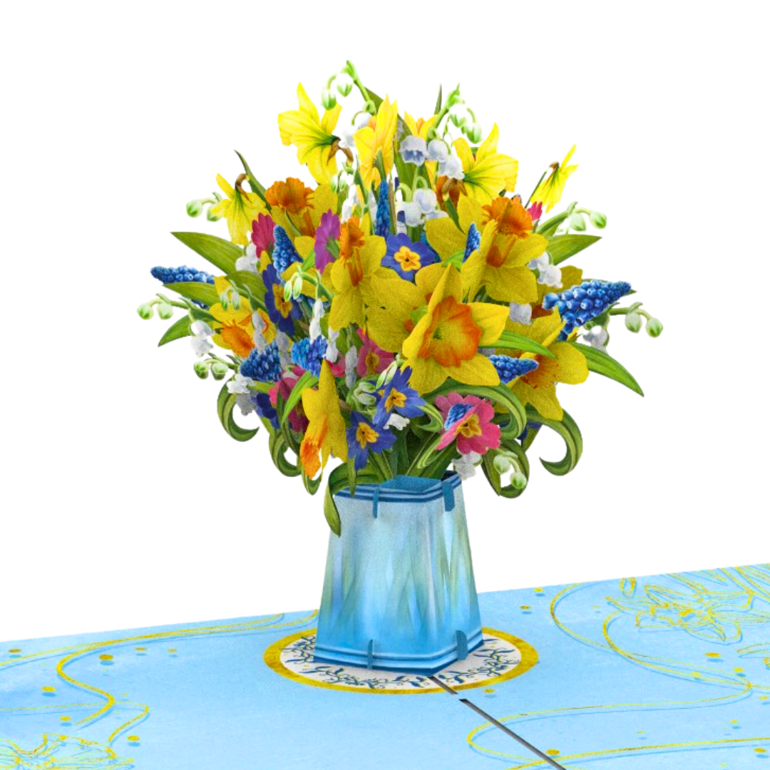 Daffodil pop up card, Birthday card, Mother’s Day card, 3D yellow daffodil Easter card, Father's Day pop up card,  Thank you pop up card, card for any occasion