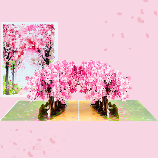 Cherry blossom trees pop up card, Mothers Day pop up card, Spring birthday card, 3D card for any occasion