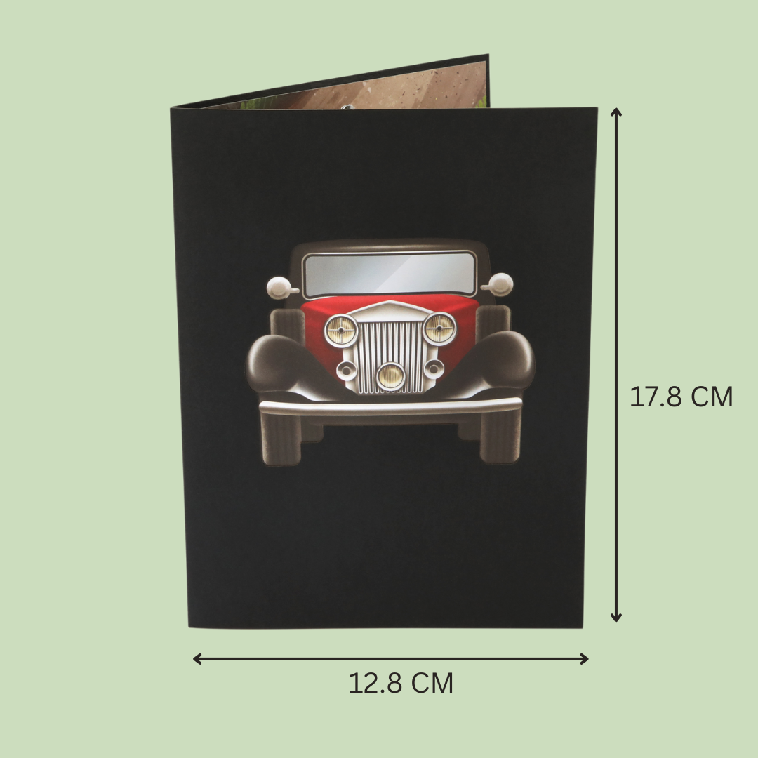 Vintage Car 3D birthday pop up card for men, father, husband, uncle, thinking of you, get well soon, Father's day celebration card