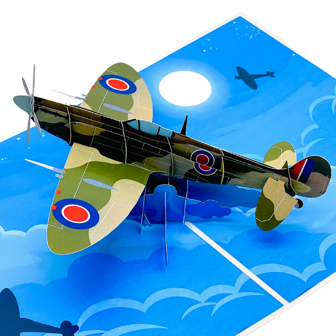 3D Spitfire Pop Up Card ā Distinctive Aviation Birthday Card for Men, Ideal for Father's Day, A Unique Celebration of Vintage WW2 Aircraft for Pilots and Airplane Enthusiasts