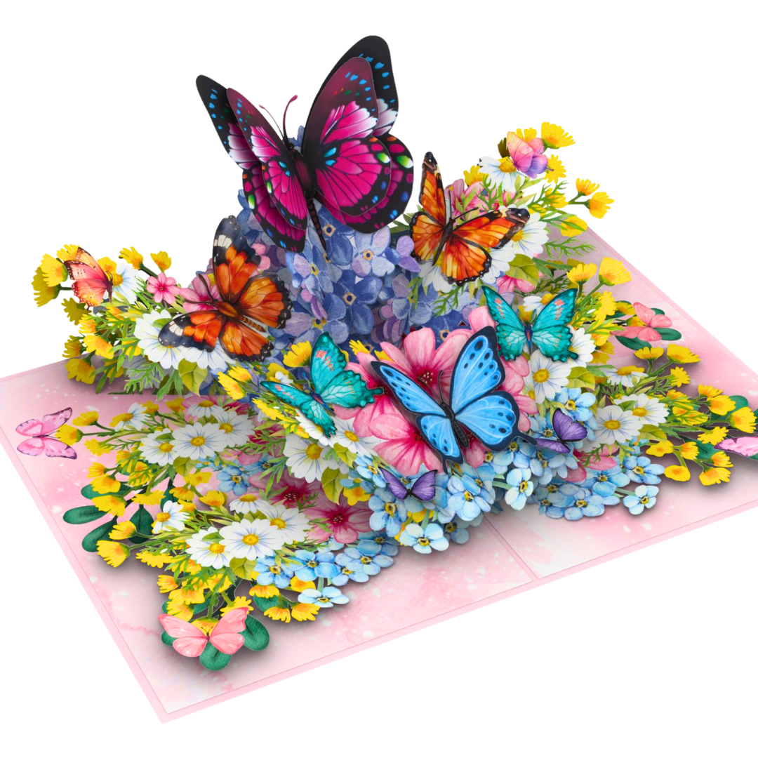 Butterflies & Flowers 3D Pop-Up Card – Mother's day, Birthday, Thinking of you, Get well soon, card for her