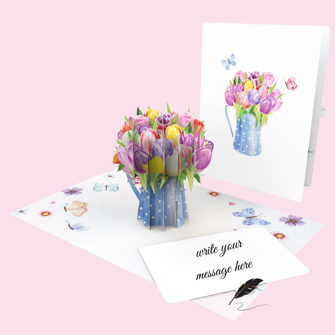 Spring Bloom Tulip Bouquet pop up card