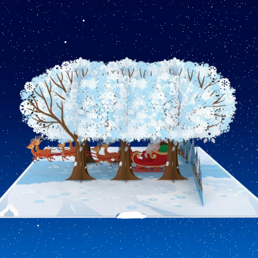 Christmas forest with Father Christmas on sleigh - Night before Christmas