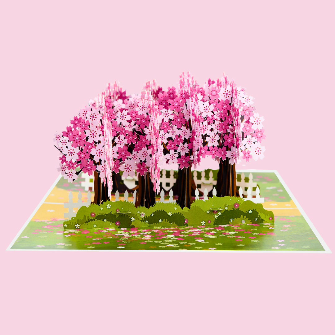 Cherry blossom trees pop up card, Mothers Day pop up card, Spring birthday card, 3D card for any occasion