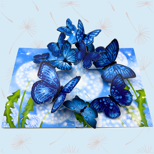 Butterflies and Dandelion pop up card, Mother's Day card, 3D butterflies pop up card, Thinking of you, Get well soon card