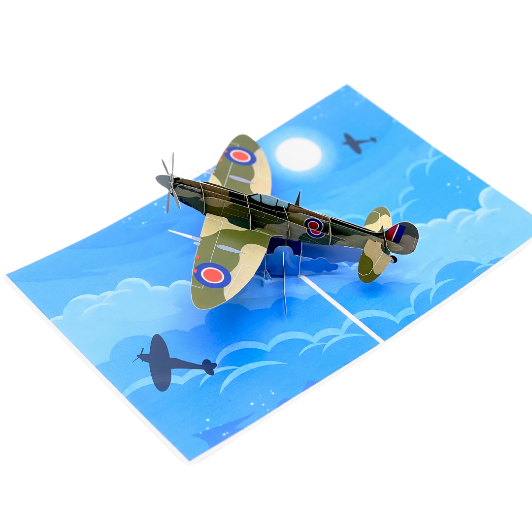 3D Spitfire Pop Up Card ā Distinctive Aviation Birthday Card for Men, Ideal for Father's Day, A Unique Celebration of Vintage WW2 Aircraft for Pilots and Airplane Enthusiasts