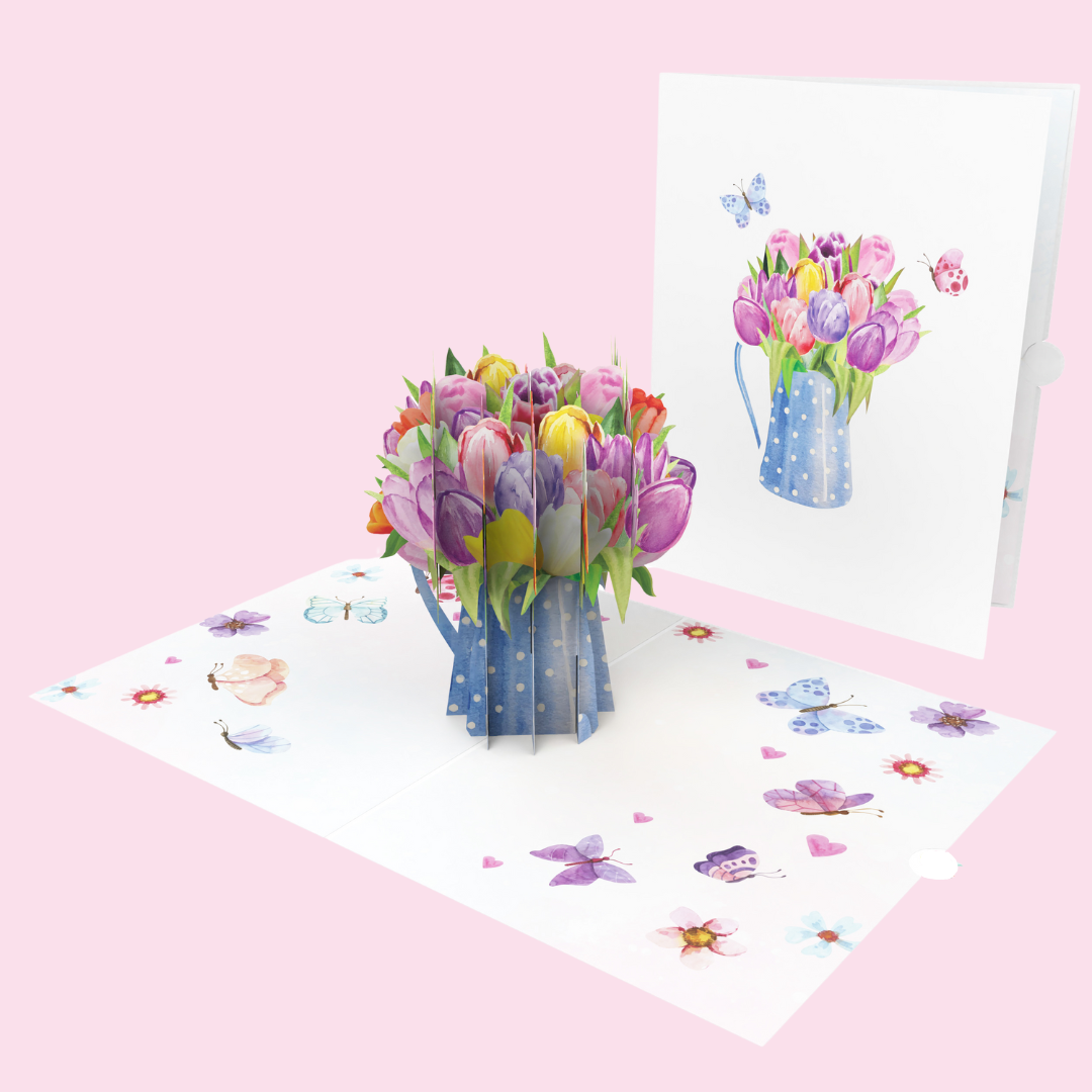 Spring Bloom Tulip Bouquet pop up card