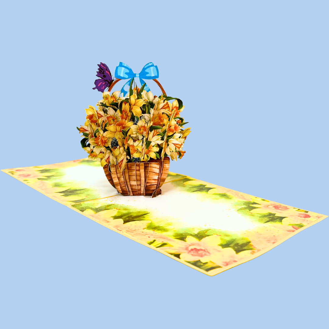 Daffodil Basket 3D Pop-Up Card – A Blooming Delight