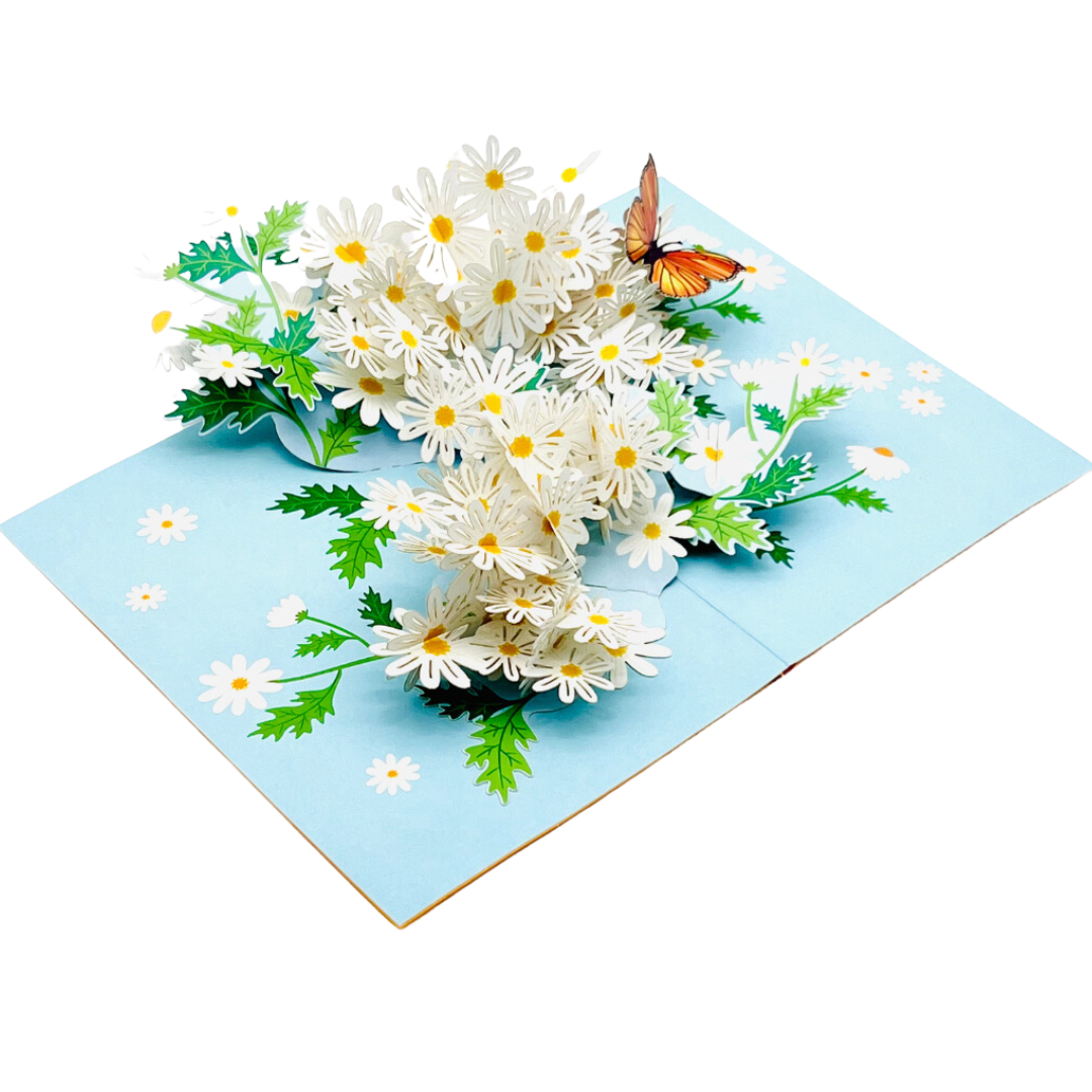 Daisy and butterfly pop up card, Mother's Day, Birthday, Thinking of you, Get Well Soon