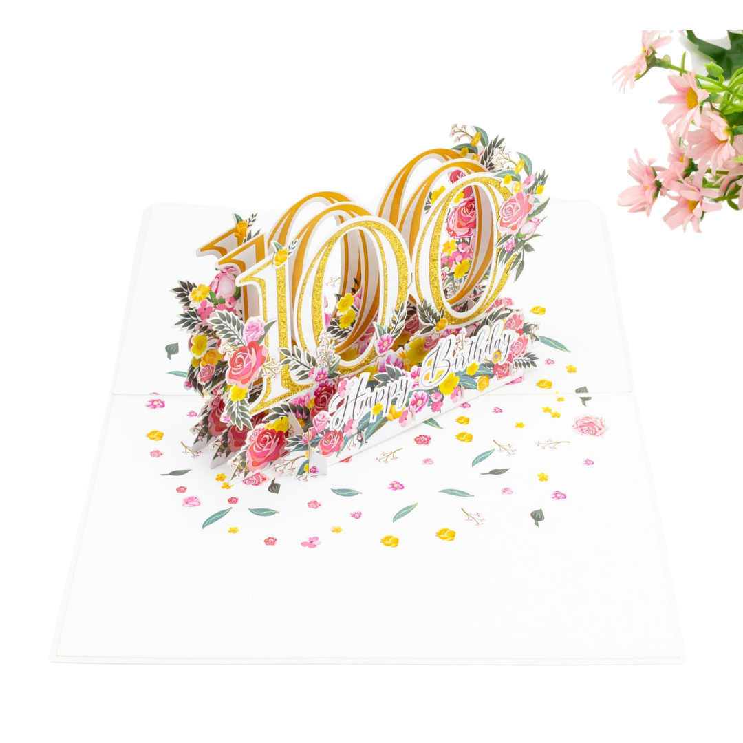 100th Birthday 3D Pop up greeting card