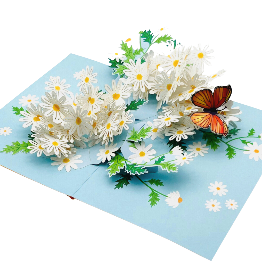 Daisy and butterfly pop up card, Mother's Day, Birthday, Thinking of you, Get Well Soon