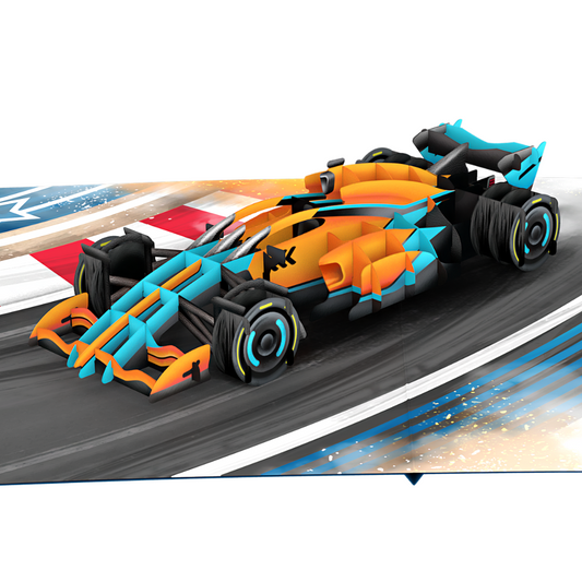 3D Formula 1 Race Car Pop-Up Card - A Unique Motorsport-Themed Surprise for Racing Fans and Birthdays