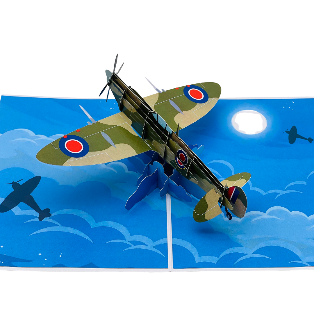 3D Spitfire Pop Up Card ā Distinctive Aviation Birthday Card for Men, Ideal for Father's Day, A Unique Celebration of Vintage WW2 Aircraft for Pilots and Airplane Enthusiasts