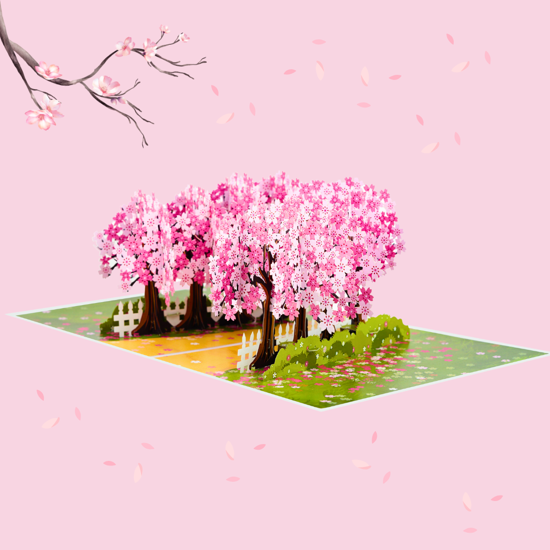 Cherry blossom trees pop up card, Mothers Day pop up card, Spring birthday card, 3D card for any occasion