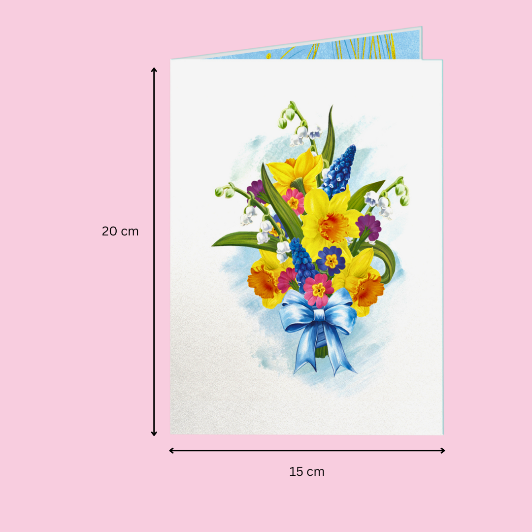 Daffodil pop up card, Birthday card, Mother’s Day card, 3D yellow daffodil Easter card, Father's Day pop up card,  Thank you pop up card, card for any occasion