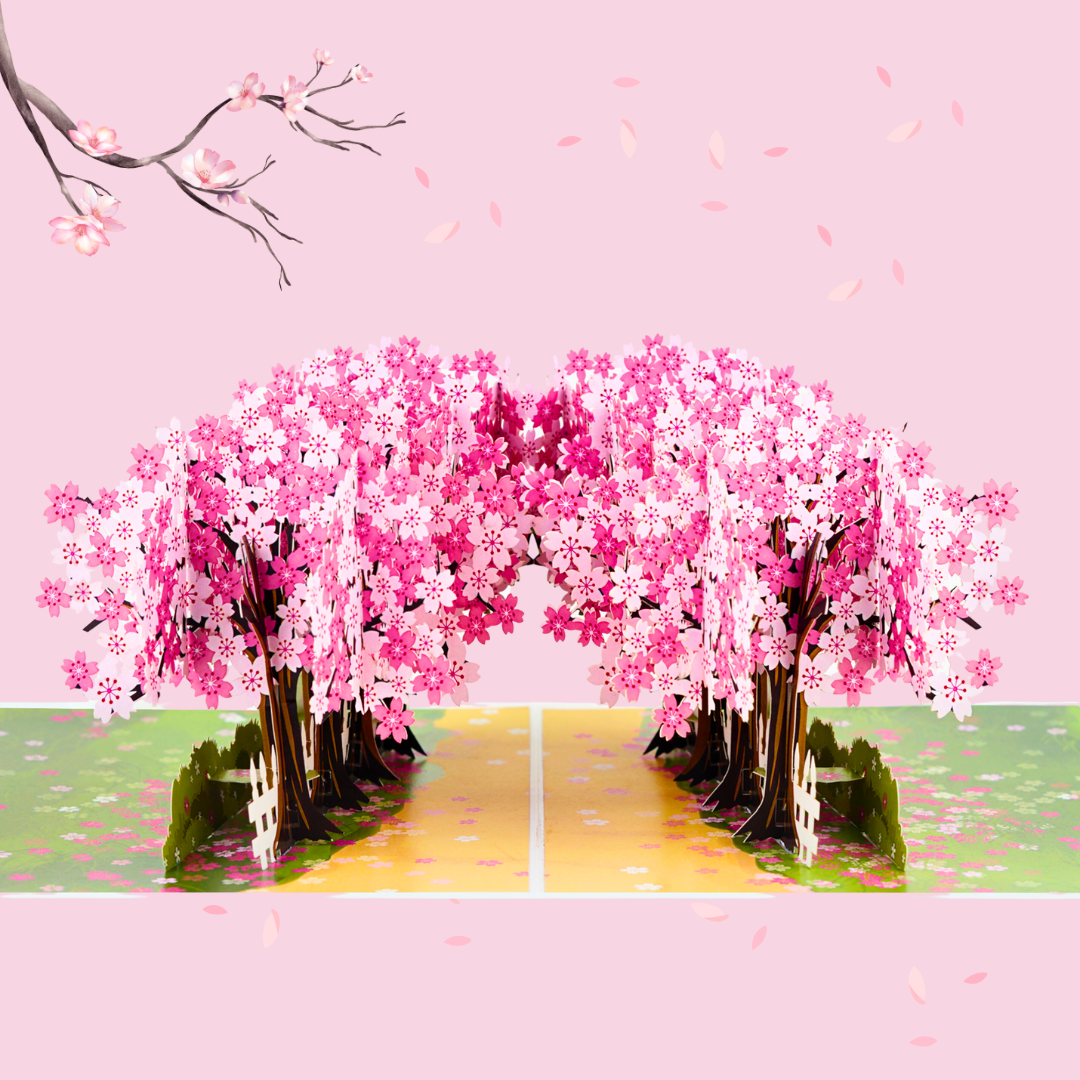 Cherry blossom trees pop up card, Mothers Day pop up card, Spring birthday card, 3D card for any occasion