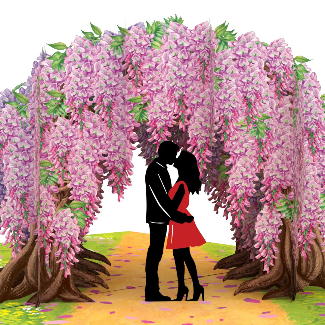 Wisteria garden Wedding, Anniversary, Engagement, Valentine's Day Couple 3D greeting pop up card