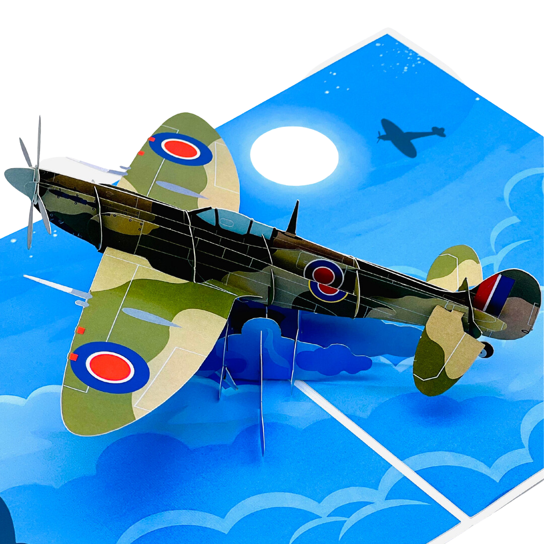 3D Spitfire Pop Up Card ā Distinctive Aviation Birthday Card for Men, Ideal for Father's Day, A Unique Celebration of Vintage WW2 Aircraft for Pilots and Airplane Enthusiasts