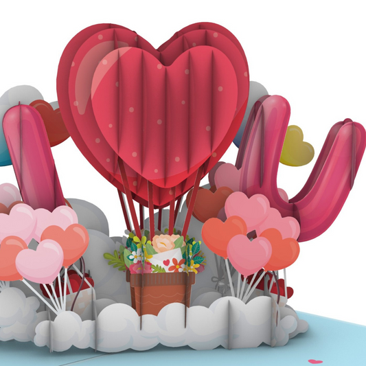 Blooming Hearts Balloon Bouquet Pop-Up Card