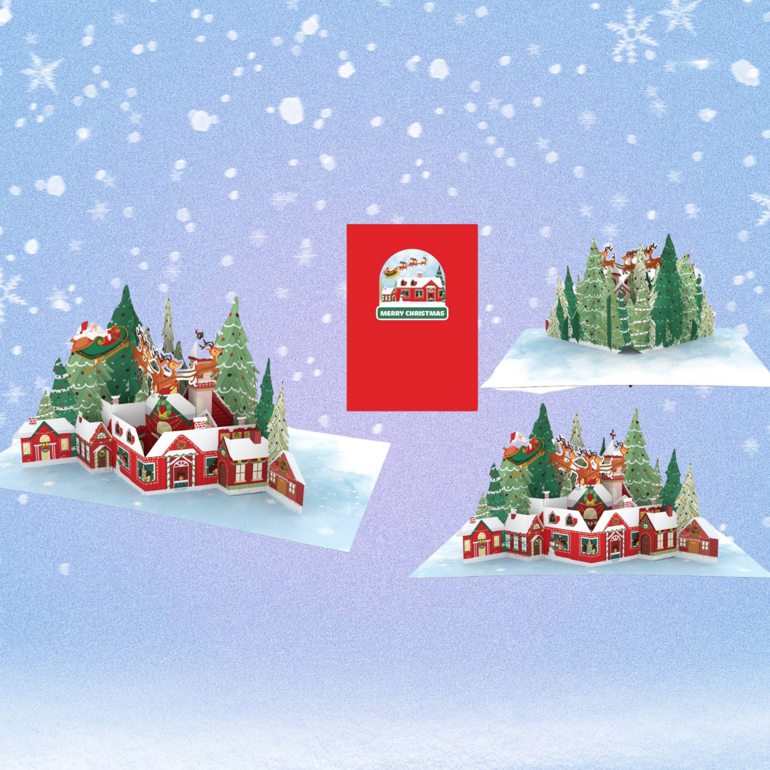 Christmas town 3D pop up greeting card