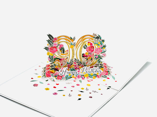 90th Birthday Pop up card, Celebrating 90th Birthday 3D card