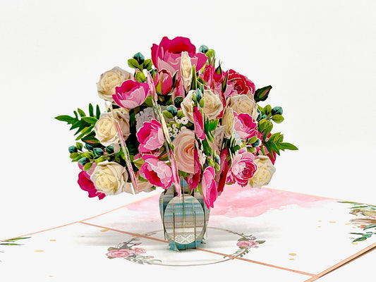 Peony and Rose pop up card