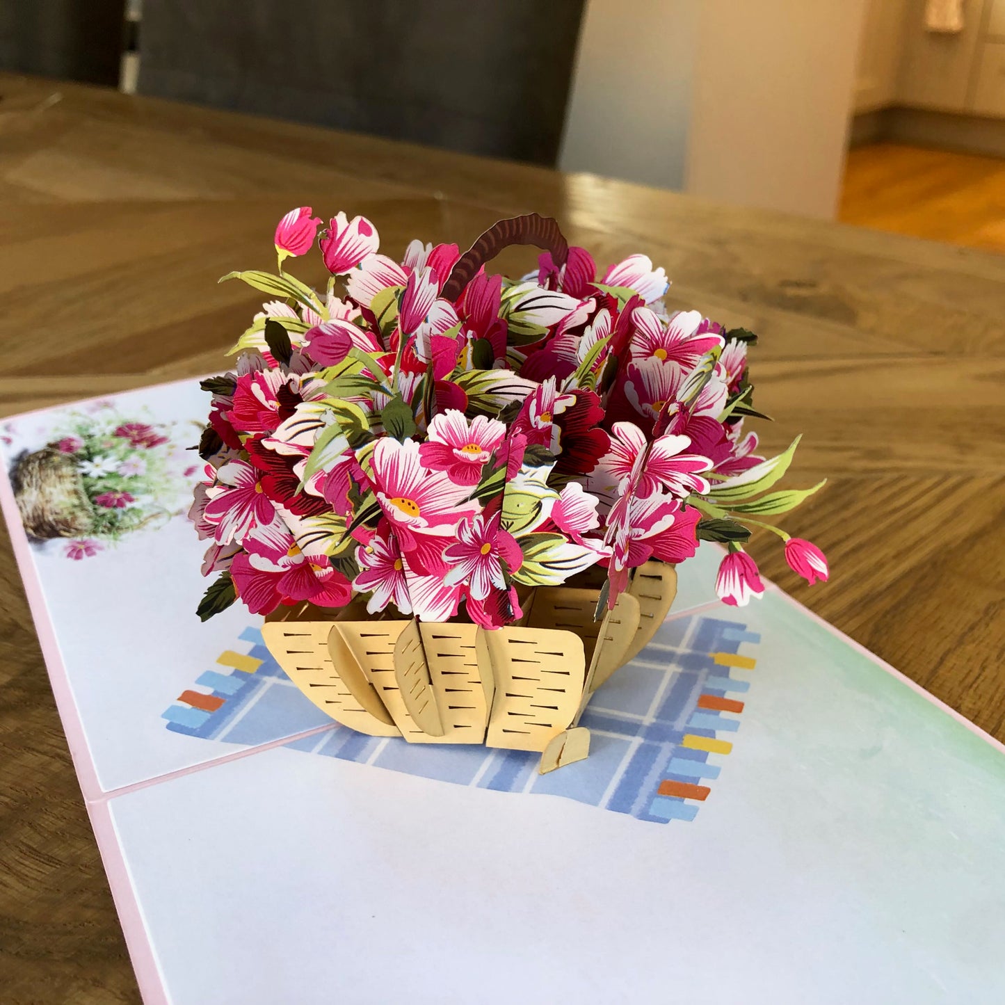 Flower basket pop up card, 3D Birthday card, Mother's Day pop up card, Congratulations card, Thank you pop up card, Card for any occasion