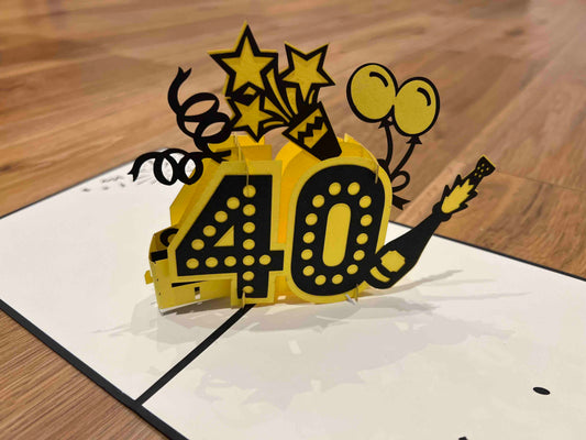 40th Birthday Pop up card, Celebrating 40th Birthday 3D card