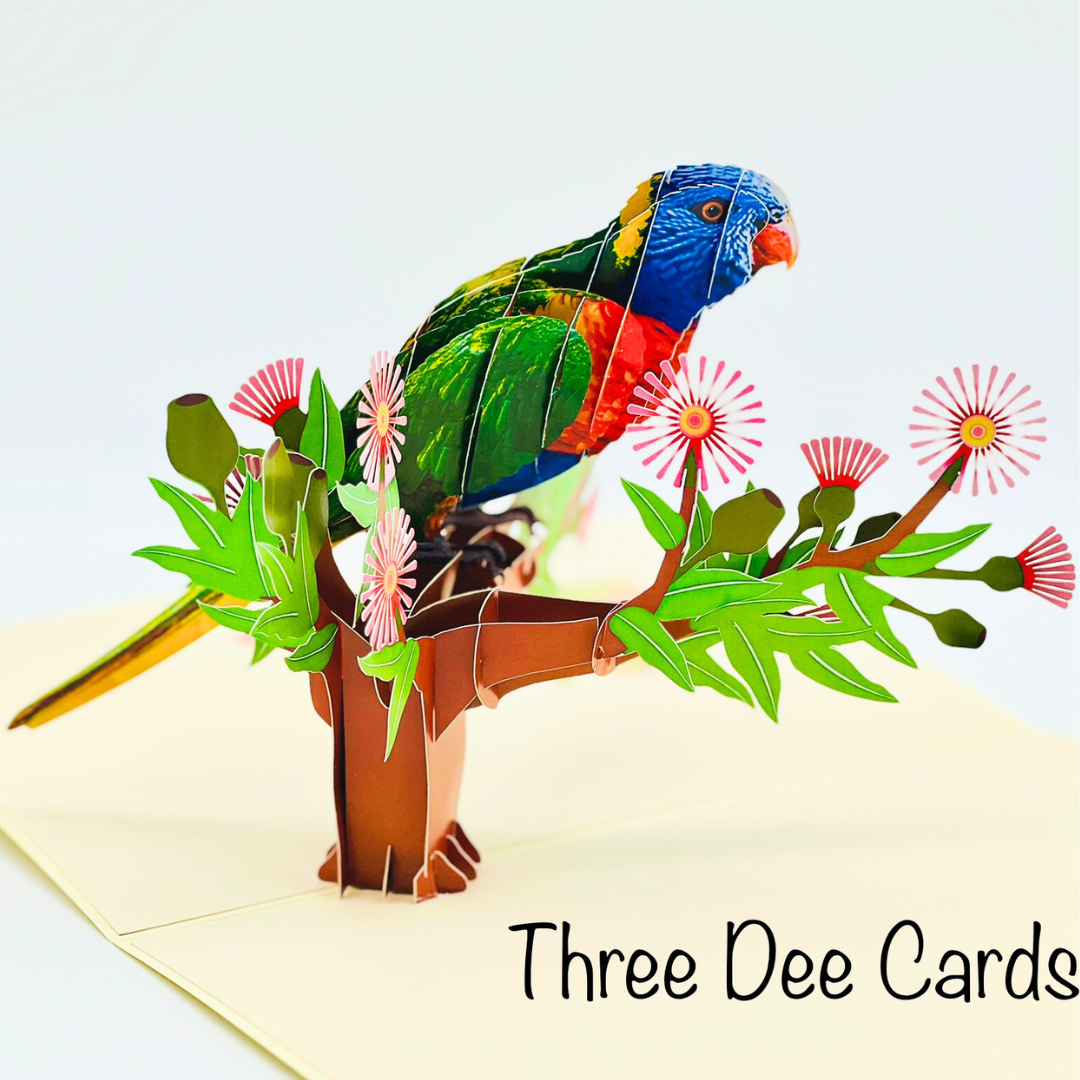 Tropical Tranquility: Vibrant Parrot Pop-Up Card, Birthday pop up card, card for any occasion