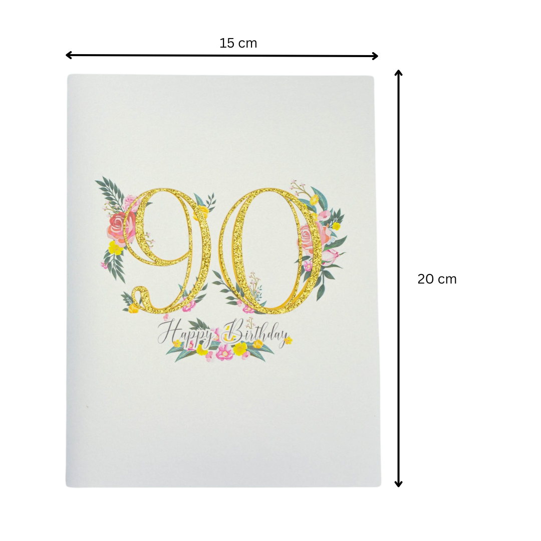 90th Birthday 3D Pop Up Greeting Card