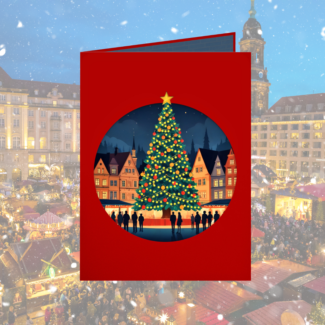 Christmas German Market 3D pop up greeting card