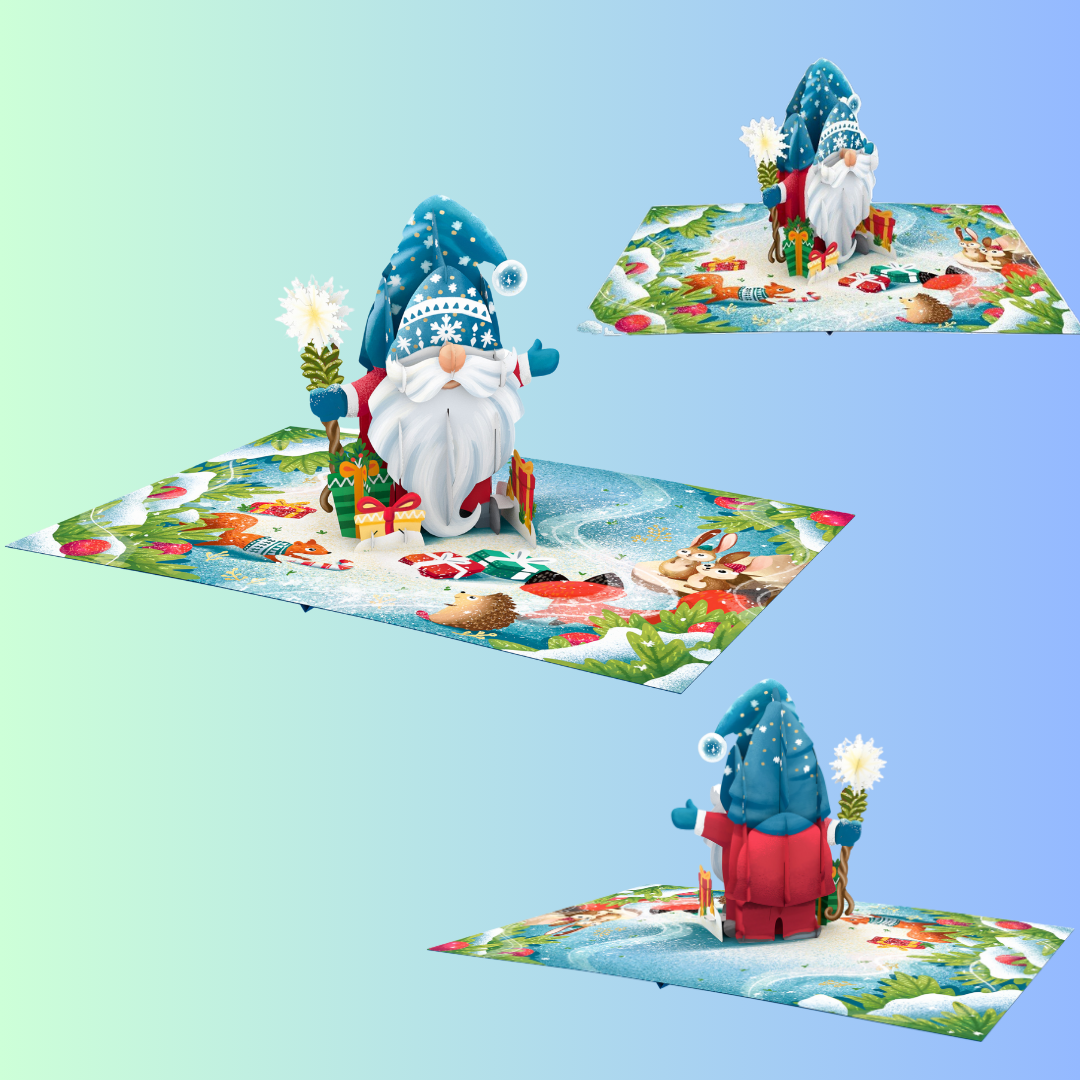 Christmas Gnome, Gonk 3D Pop-Up greeting Card