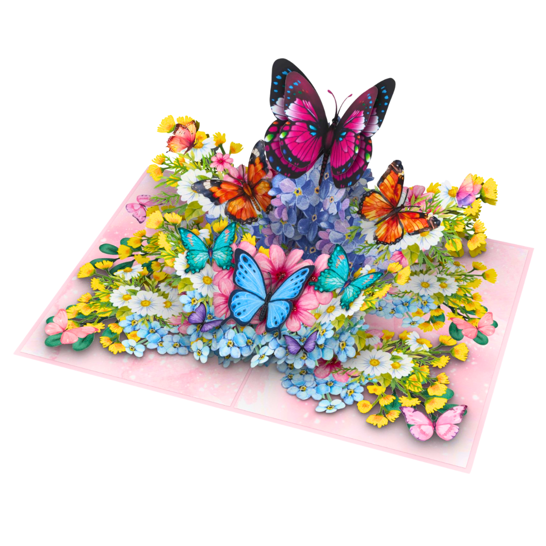 Butterflies & Flowers 3D Pop-Up Card – Mother's day, Birthday, Thinking of you, Get well soon, card for her