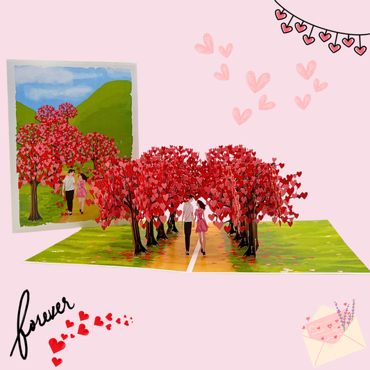 Lovers' Lane Heart Tree Avenue 3D Pop-Up Card