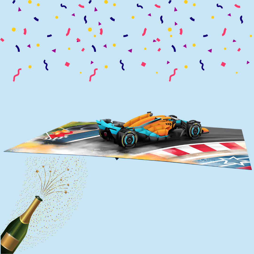 3D Racing Car Pop-Up Card - A Unique Motorsport - Themed Surprise for Formula 1 Fans and Birthdays