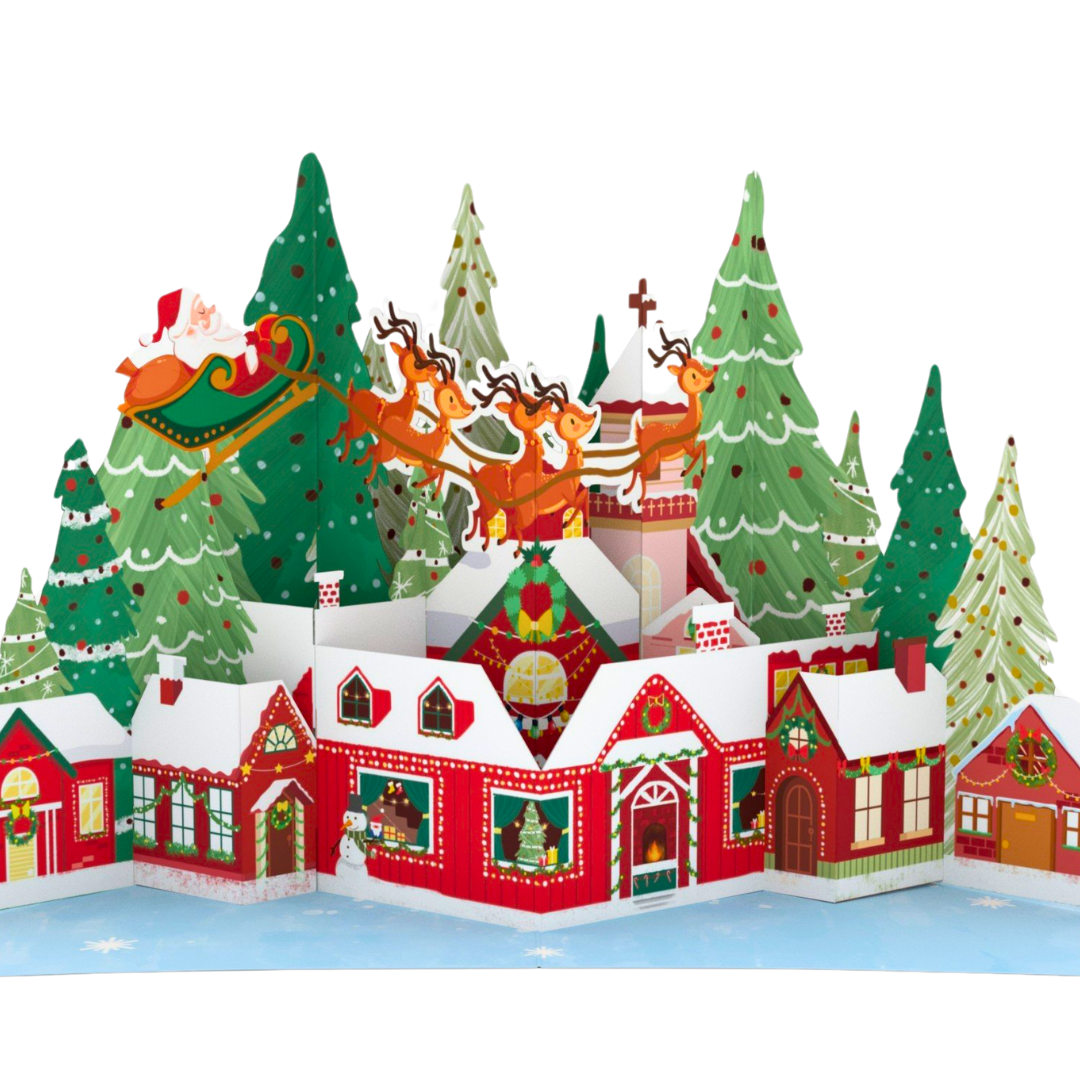 Christmas town 3D pop up greeting card