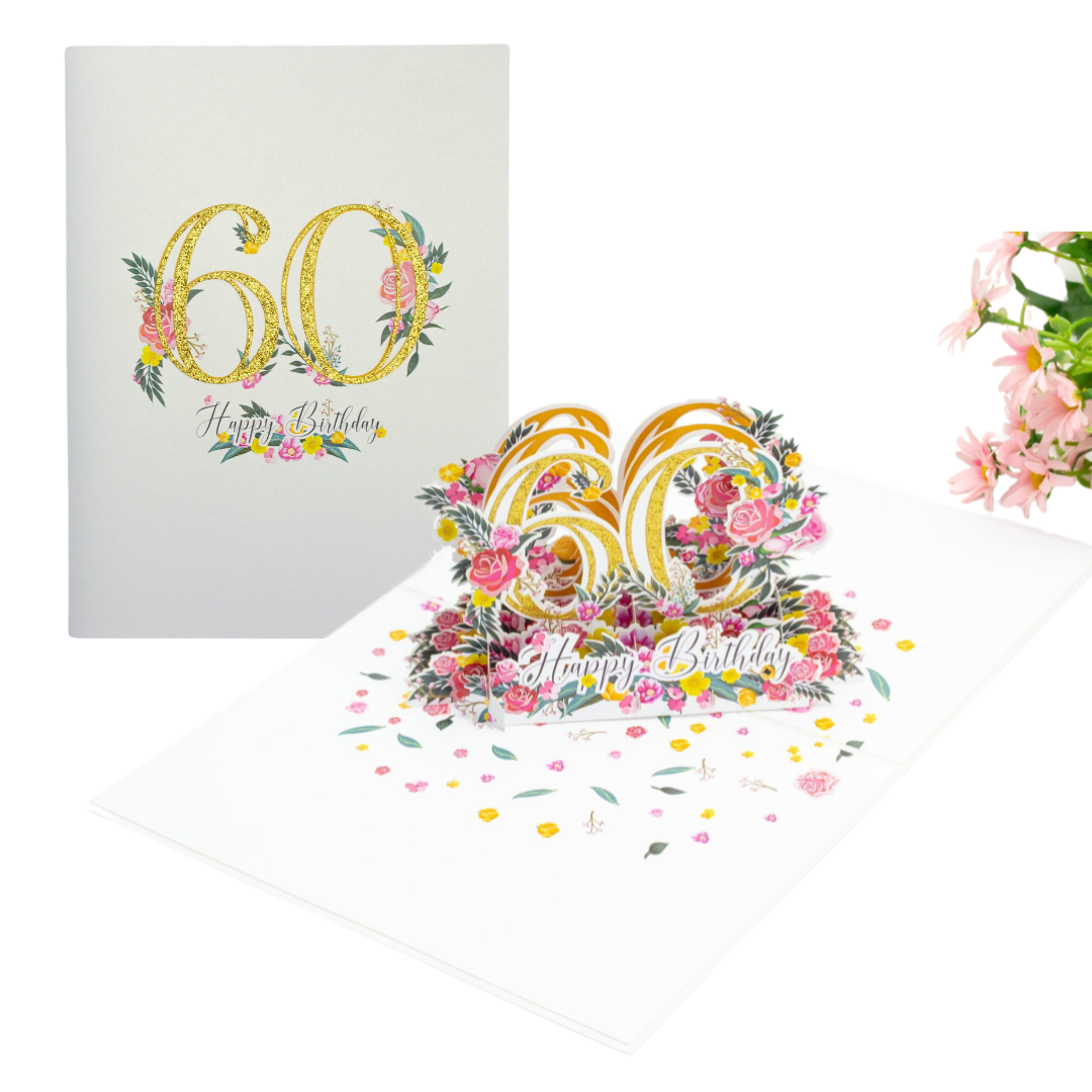 60th Birthday 3D Pop up greeting card